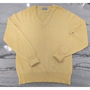 100% Cashmere SAKS FIFTH AVE Men's V Neck Sweater Yellow